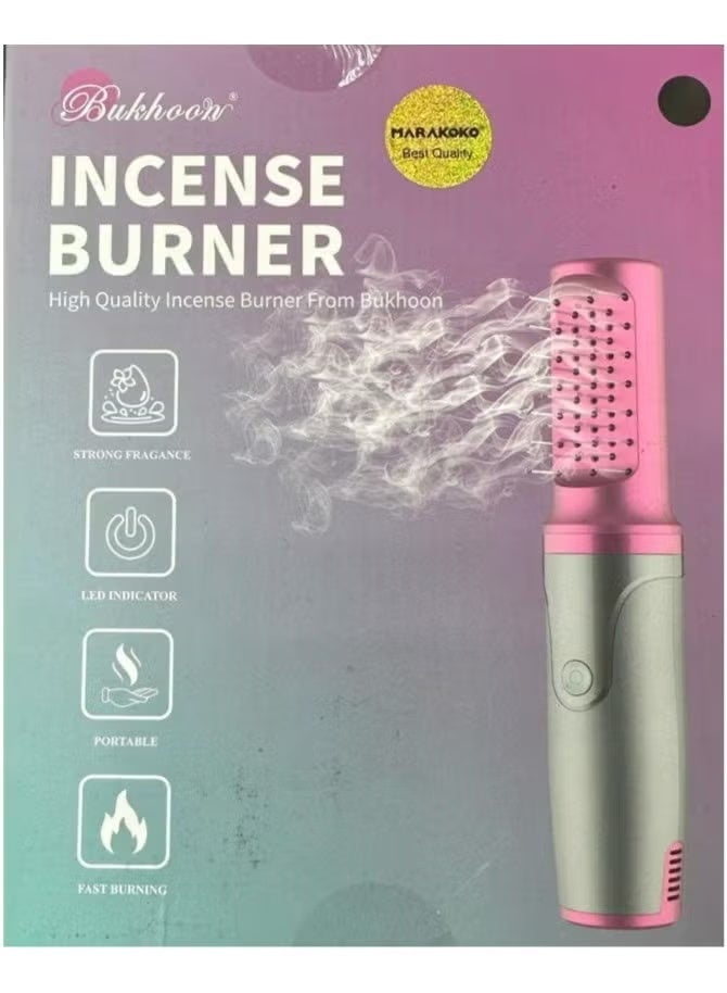 Bukhoon USB Rechargeable Electric Hair & Fabric Incense Diffuser Comb, Portable Travel-Friendly Bakhoor Burner for Home, Car, Clothes – Pink - Image 4